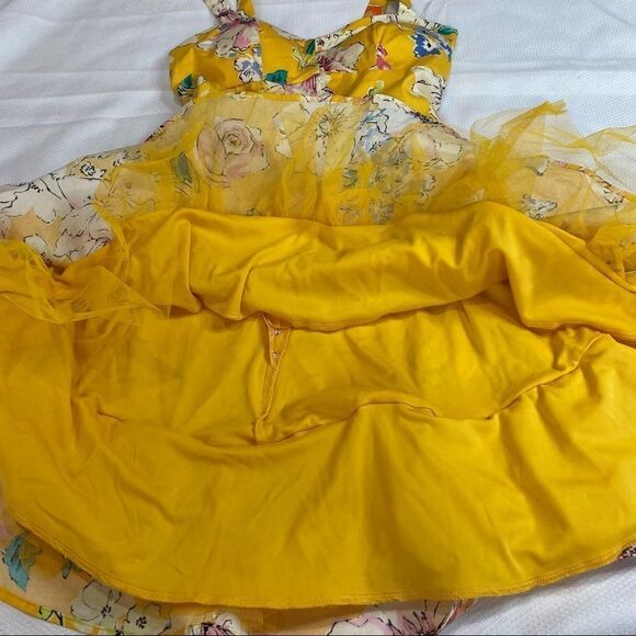 Bailey Blue Yellow Floral Pin Up Style Dress - Picture 8 of 10